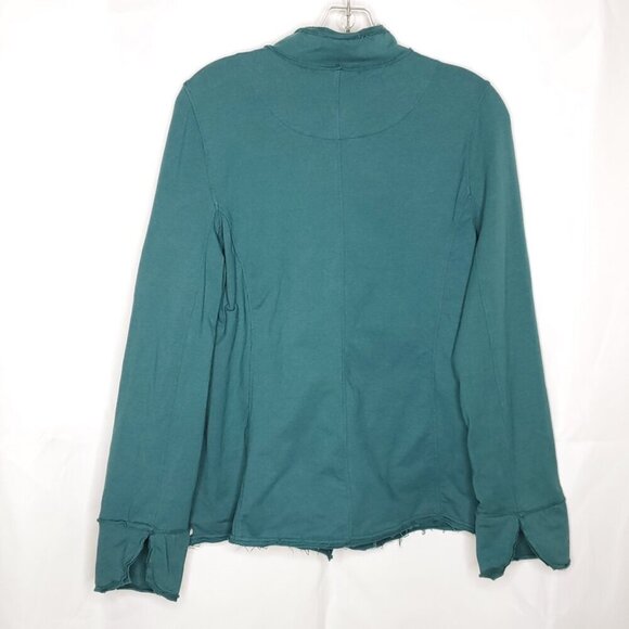 Neon Buddha Knit Jacket Sz S Teal Green Big Buttons Mock Neck Boho Artsy - Picture 3 of 5